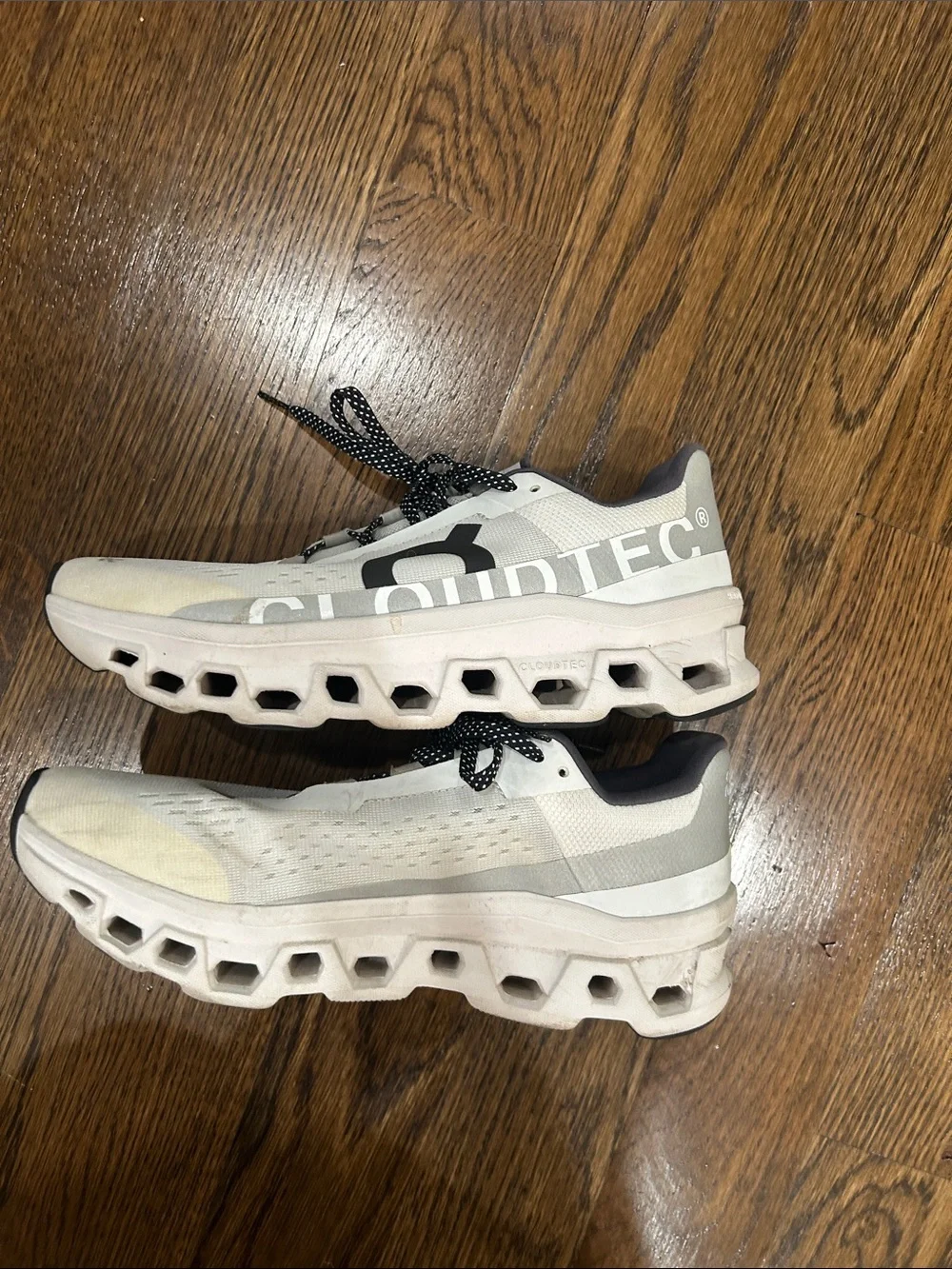 ON Cloud Monster White Athletic Sneakers with Black Accents